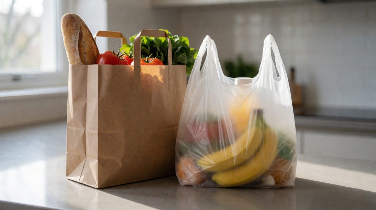Paper or plastic? A paper bag comes from trees, a plastic one from crude oil, and an LCA compares every stage