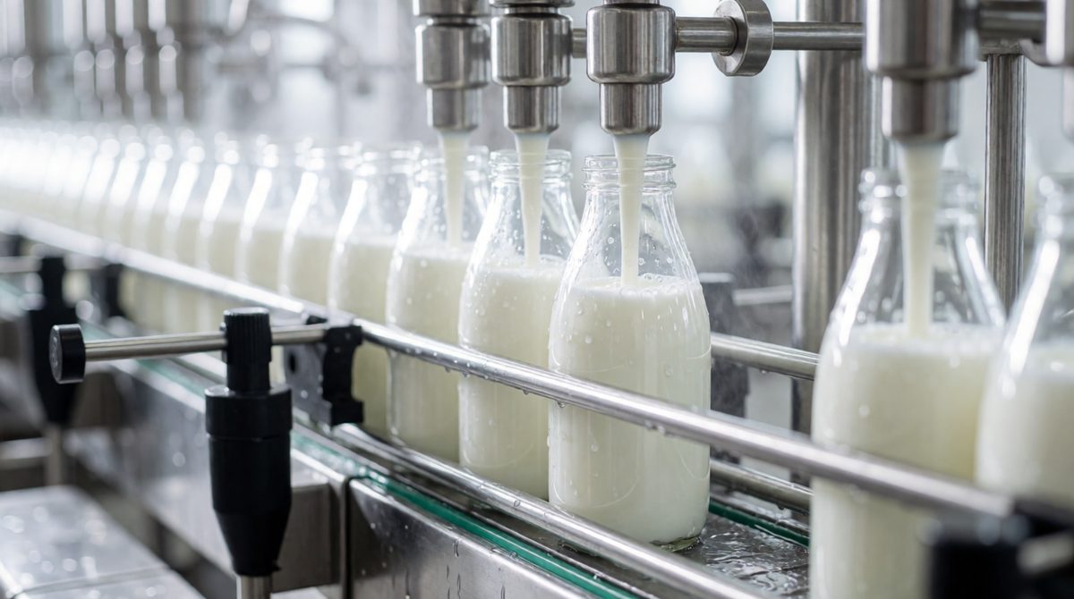 These glass milk bottles get washed and refilled - reusing them saves raw materials and the energy to make new glass