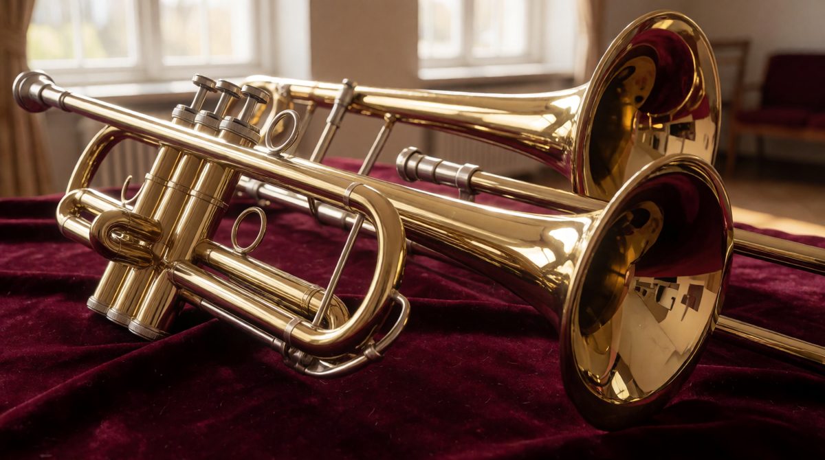 Brass is copper mixed with zinc, giving trumpets that warm golden shine