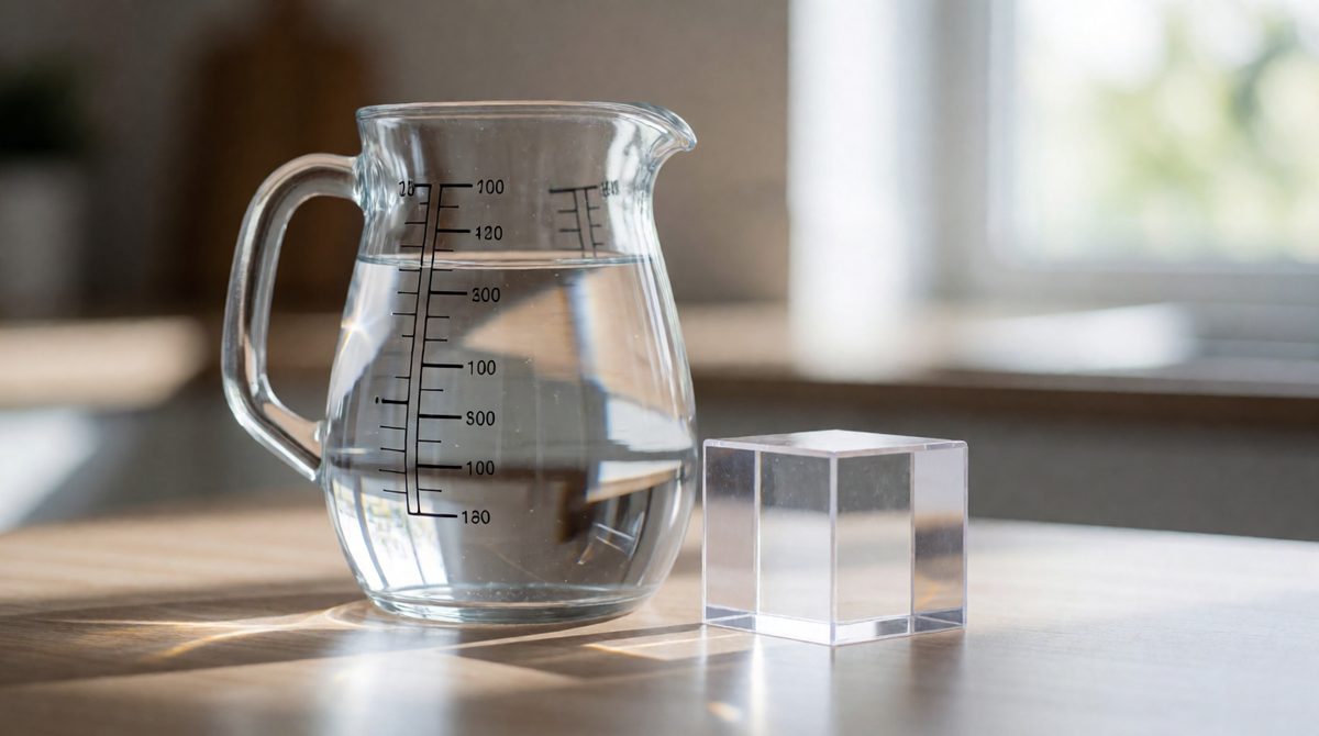 This 1 litre bottle holds exactly 1 dm³, which is 1000 cm³ - a 10 cm cube of water