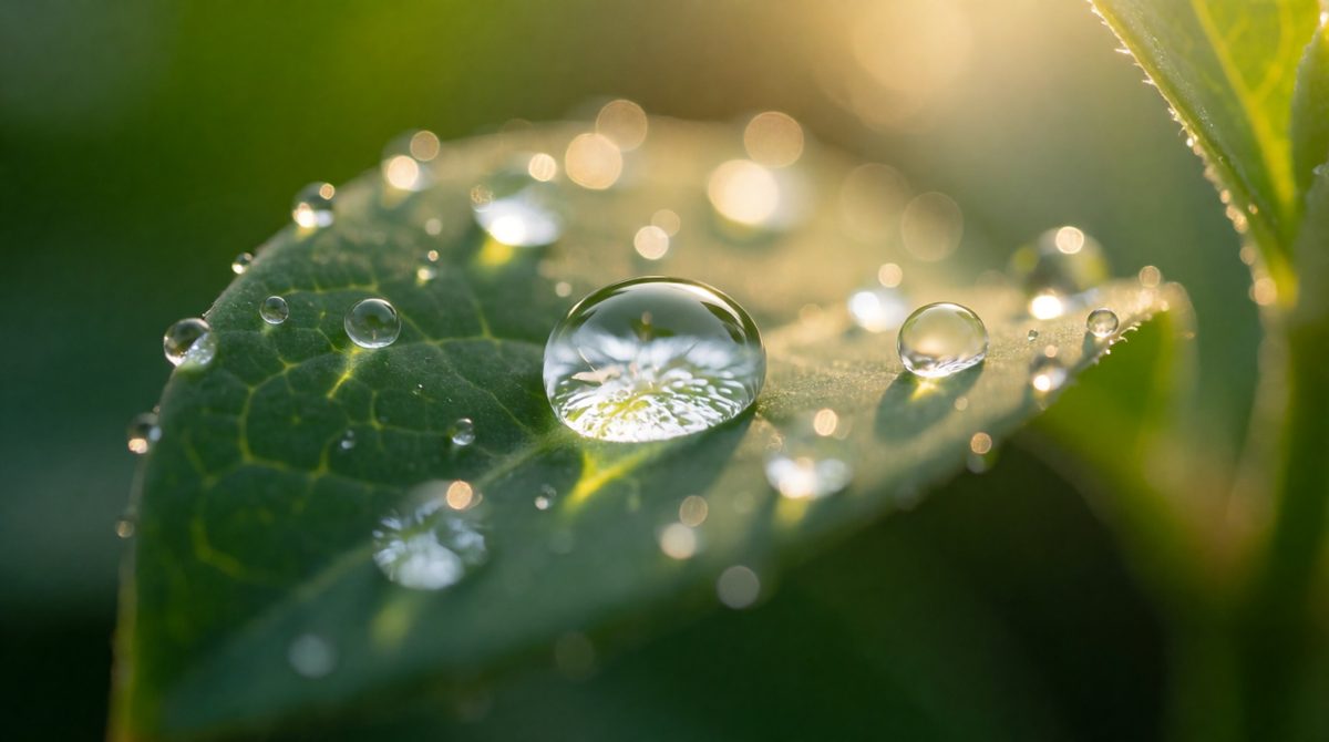 Every water droplet is made of H₂O molecules where oxygen shares a pair of electrons with each hydrogen - two covalent bonds