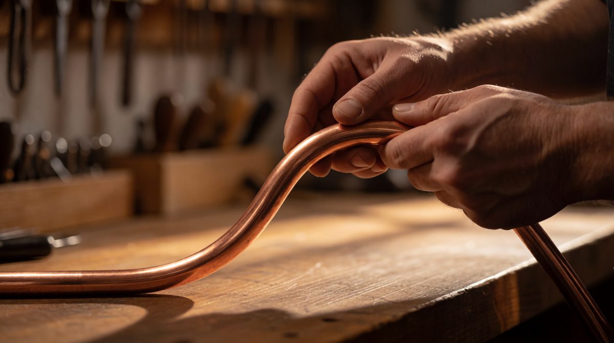 Pure copper bends easily because its layers of same-sized atoms slide over each other