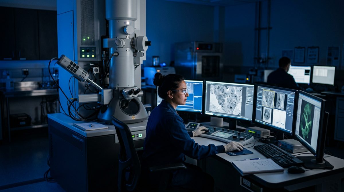 Nanoparticles are only 1 to 100 nm across, far too small for a normal microscope, so scientists use electron microscopes