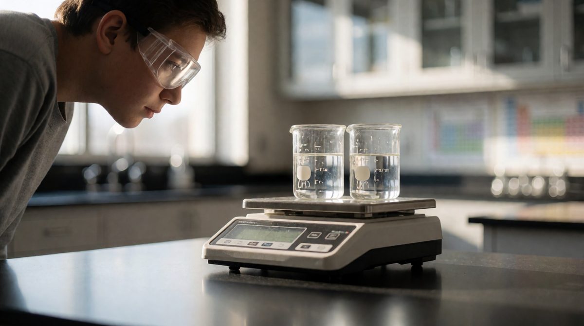 Weigh everything before and after: total mass of reactants always equals total mass of products