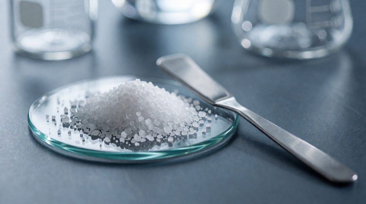 Each white grain here is sodium chloride, and its Mr is just its atoms added up: 23 + 35.5 = 58.5