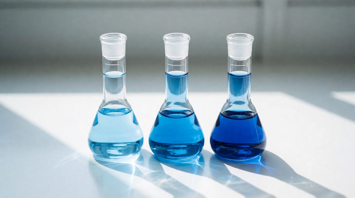 Same flask, same volume: the deeper the blue, the more moles of copper sulfate in each dm³
