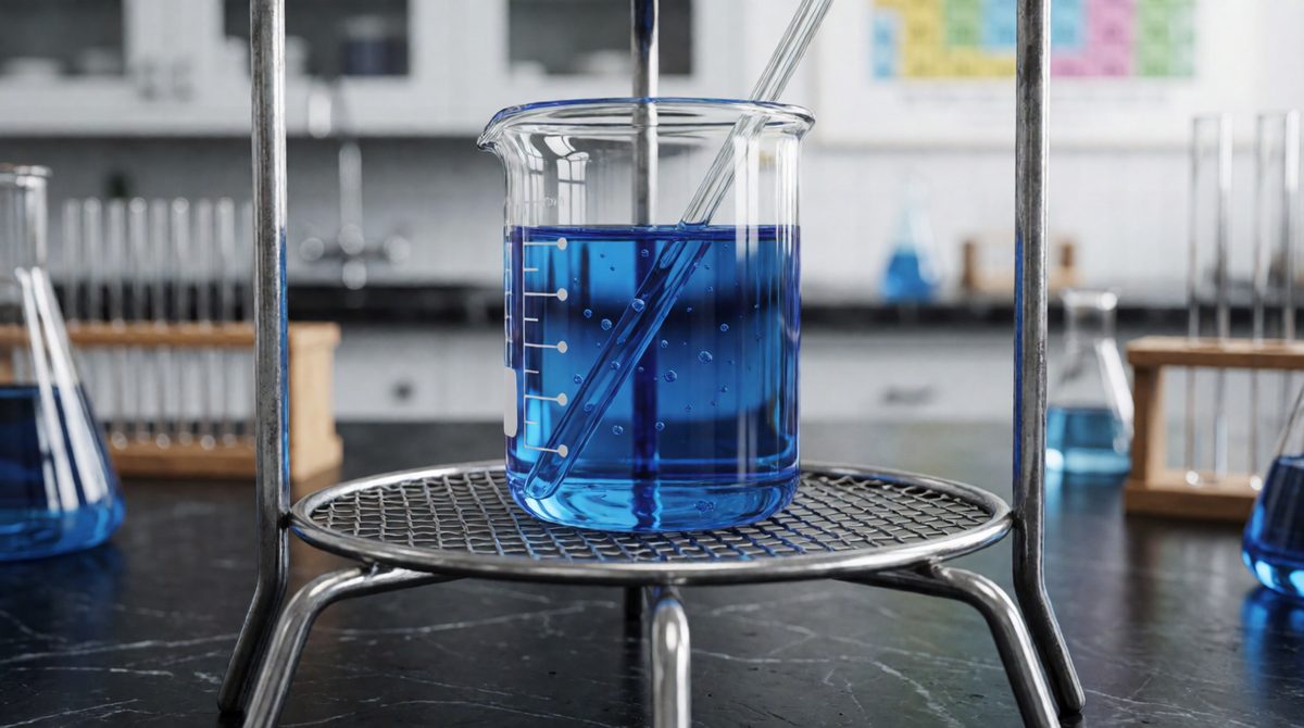 Black copper oxide plus sulfuric acid gives this lovely blue copper sulfate solution