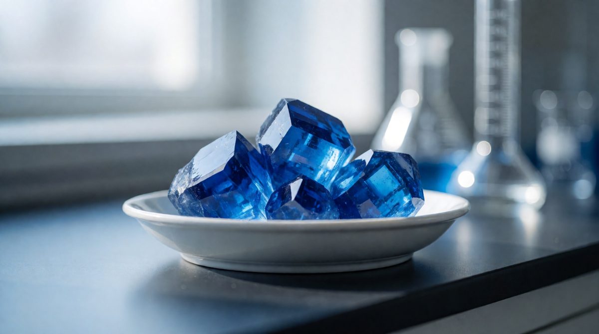 Heat gently, then leave it to cool, and blue copper sulfate crystals grow as the water evaporates