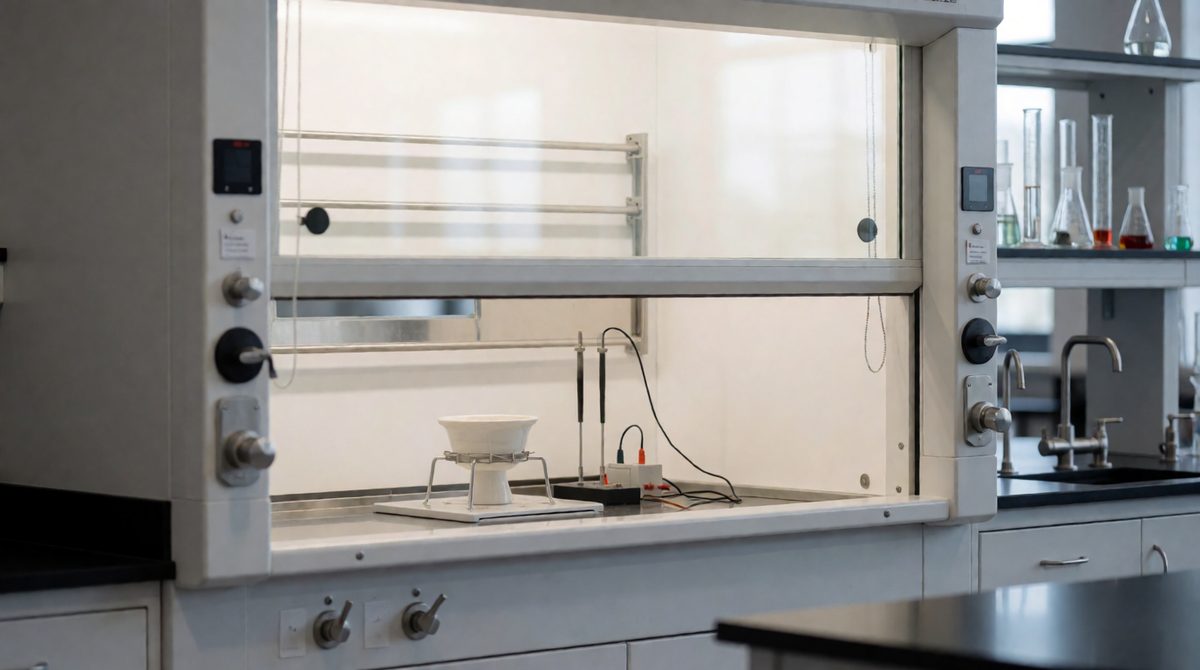 Lead bromide makes toxic bromine, so it's electrolysed in a fume cupboard like this one