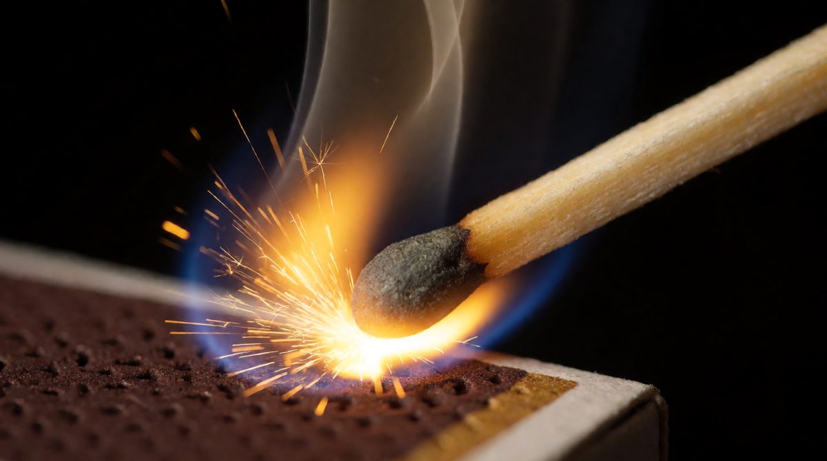 A match won't light until you strike it - the friction supplies the activation energy to get the reaction going