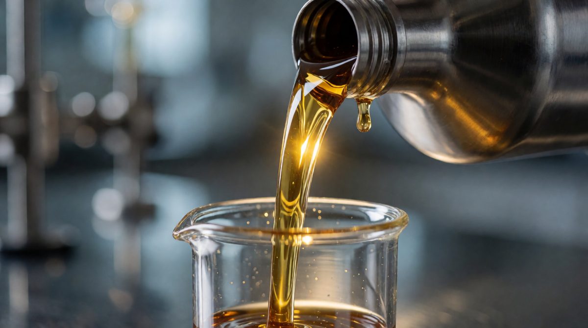 See how slowly that thick oil pours? Bigger hydrocarbon molecules mean higher viscosity and higher boiling points