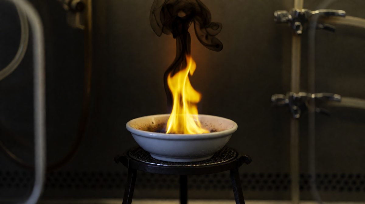 That sooty, smoky flame is incomplete combustion - alkenes often don't get enough oxygen to burn cleanly in air