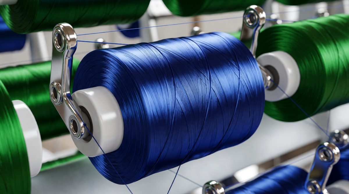 Polyester fibres like these are condensation polymers - every time two monomers link up, a small water molecule is kicked out