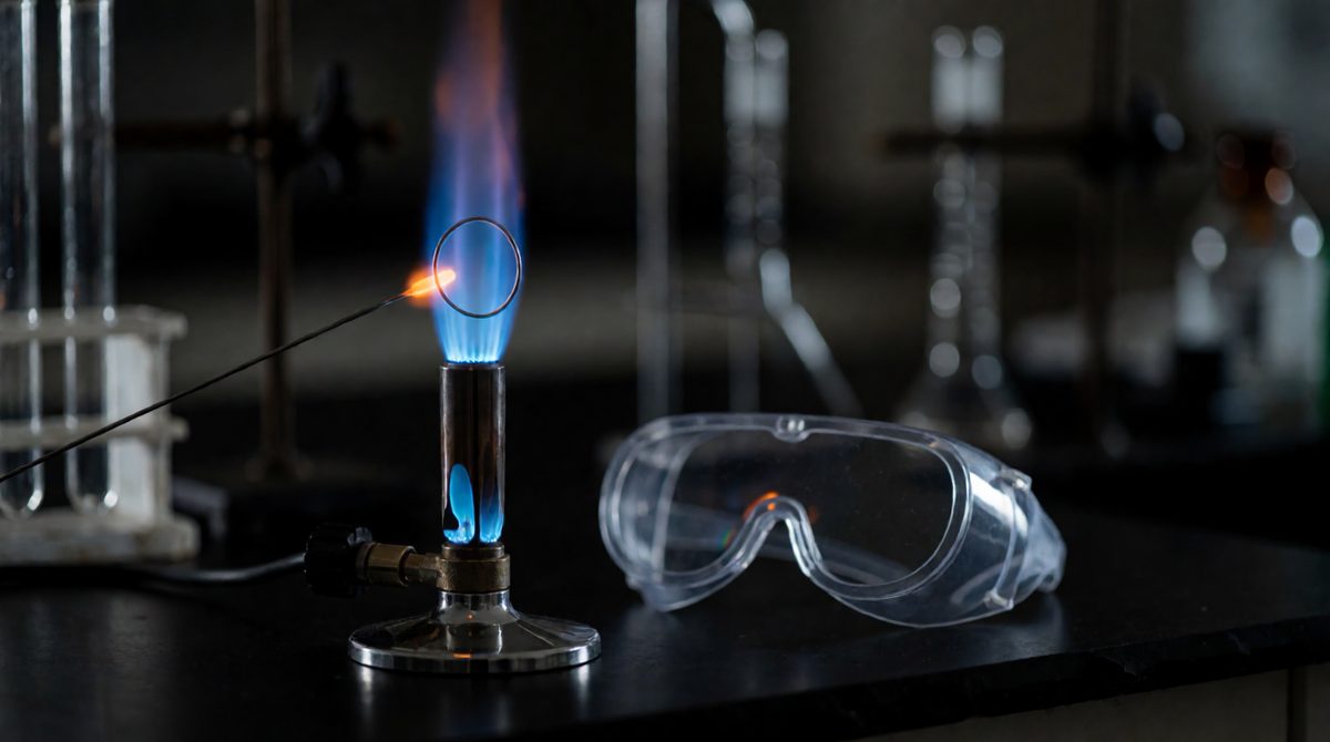 Dip a clean wire loop in the sample, hold it in the blue Bunsen flame and watch the colour