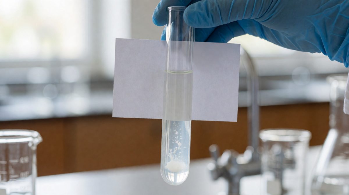 Hold the tube against white card so a pale precipitate shows up clearly, and repeat any unclear test