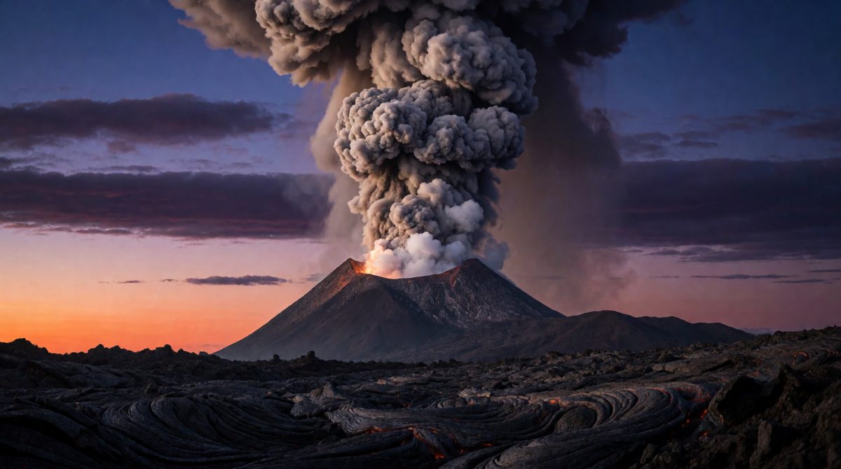 Billions of years ago, volcanoes like this pumped out the carbon dioxide and water vapour that made the early atmosphere and oceans