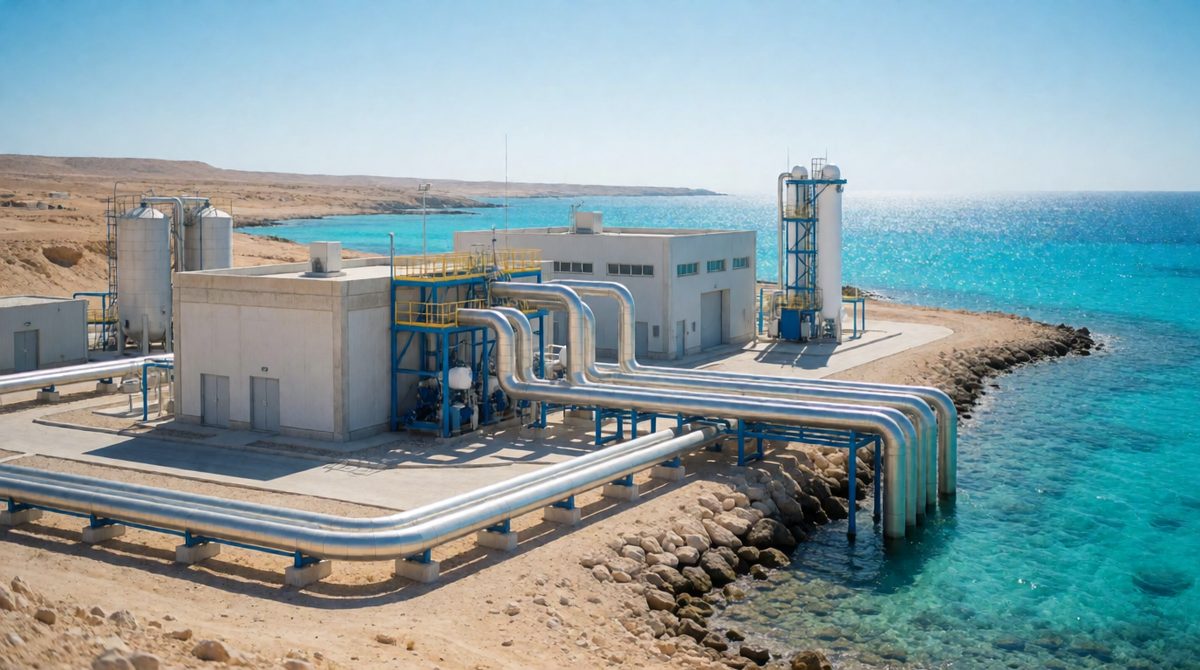 Where fresh water runs short, a desalination plant takes the salt out of sea water - but it needs lots of energy
