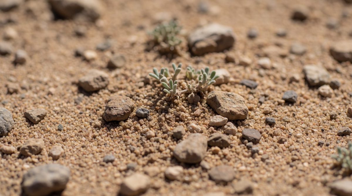 Desert soils are dry and sandy with little organic matter