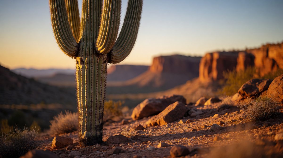 Cacti store water in their thick stems, an adaptation to the dry desert