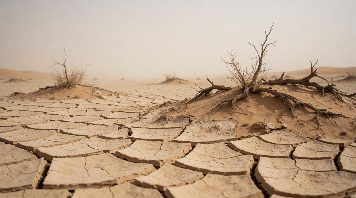 Desertification turns dry land into desert, through things like overgrazing and climate change
