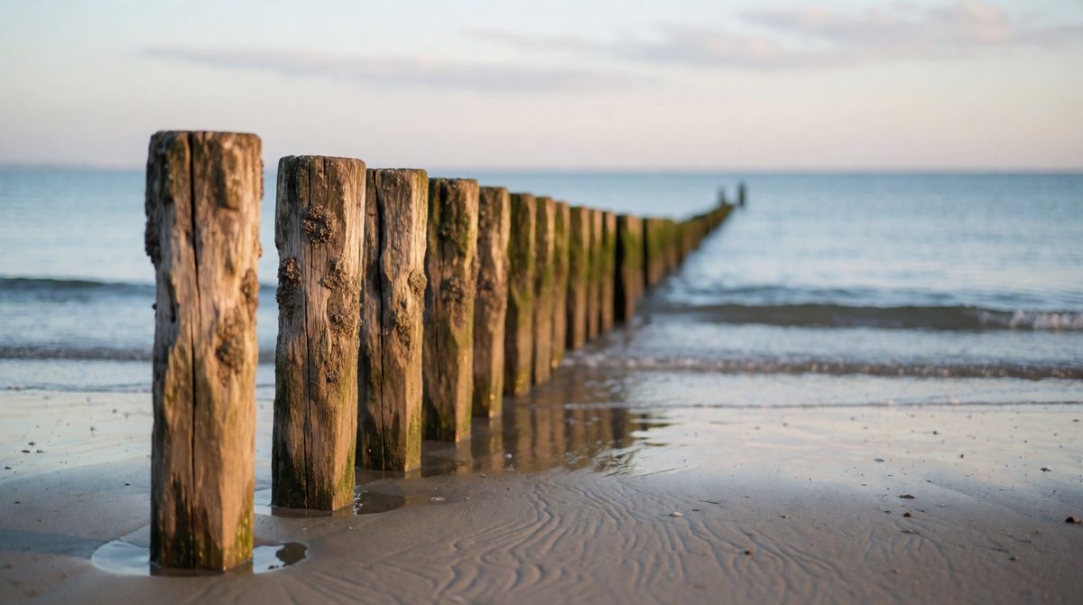 Groynes trap sand carried along the coast by longshore drift