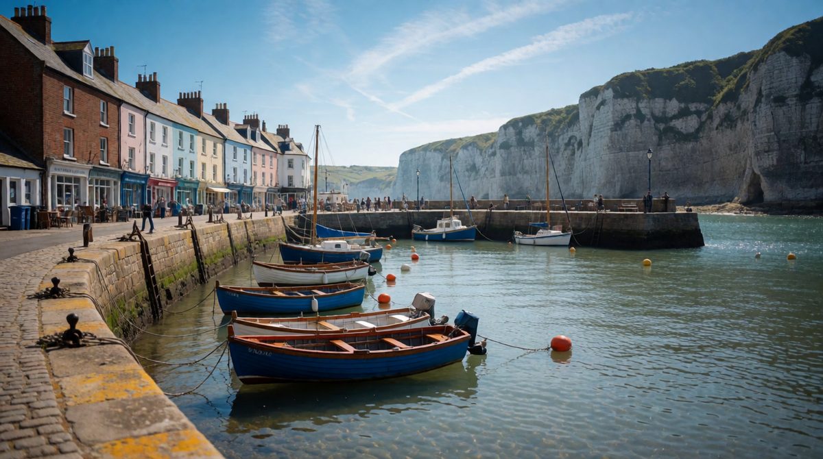 Lyme Regis is protected from erosion and landslides by a big coastal scheme