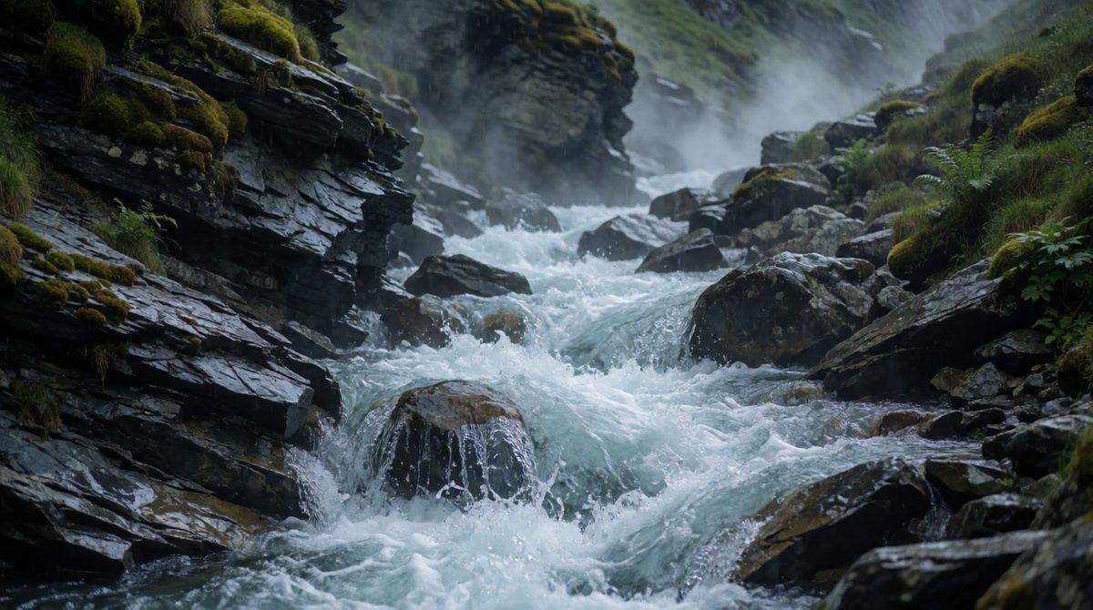 Steep, rocky land makes a flashy hydrograph with a quick peak