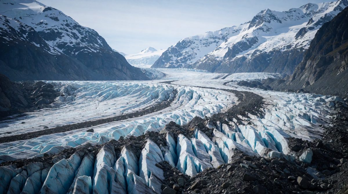 Glaciers transport rocks of all sizes as they move downhill
