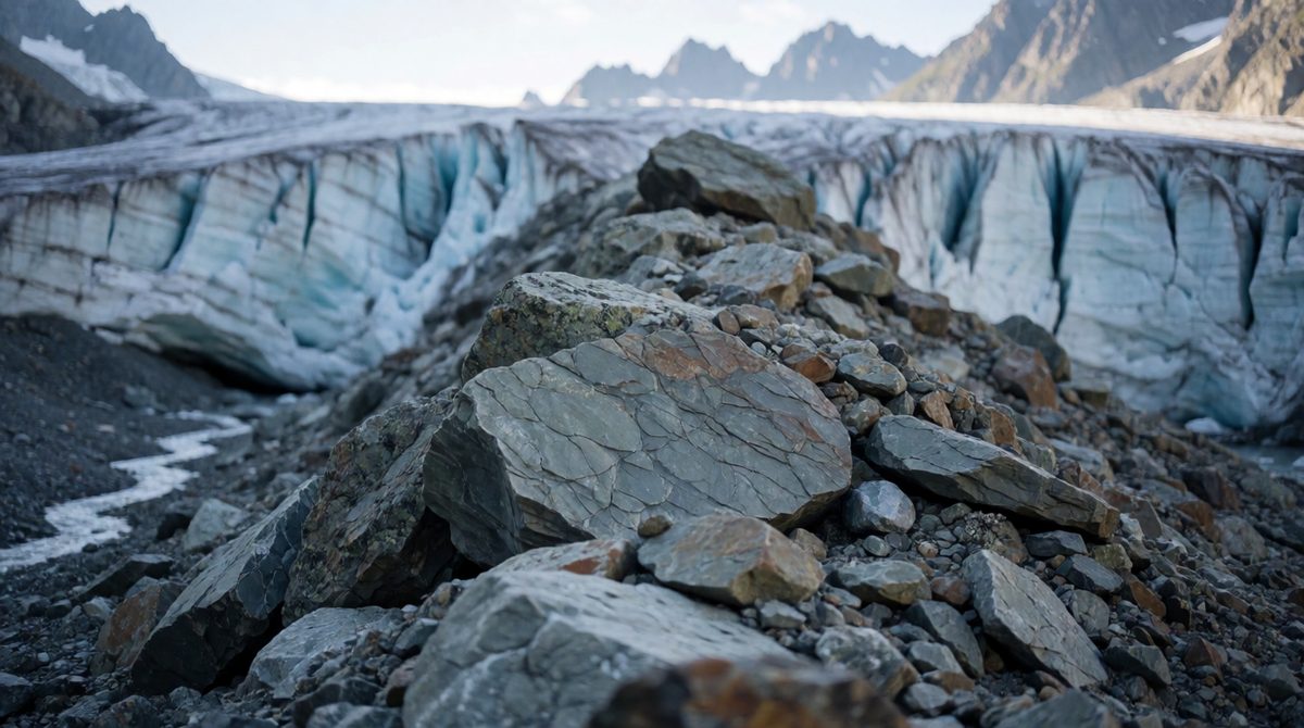 Moraines are piles of material dropped by a melting glacier