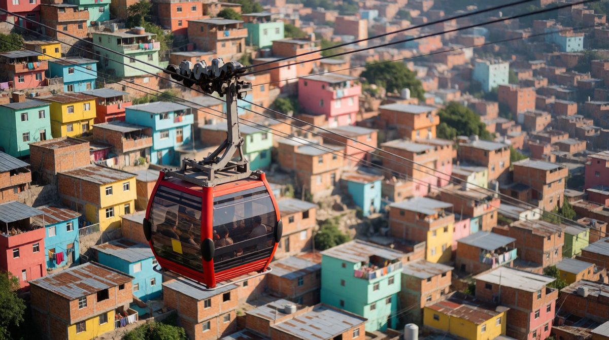A cable car helped people in a hillside favela reach the rest of the city