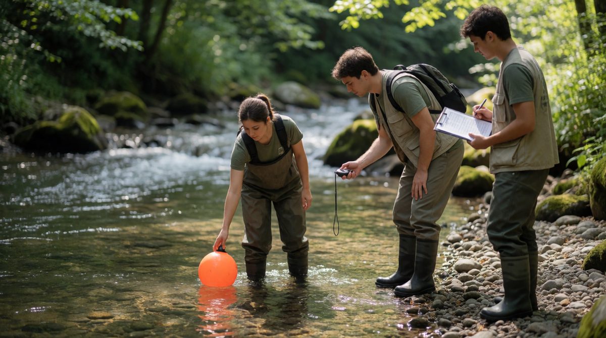 Physical data like river speed is measured with simple equipment