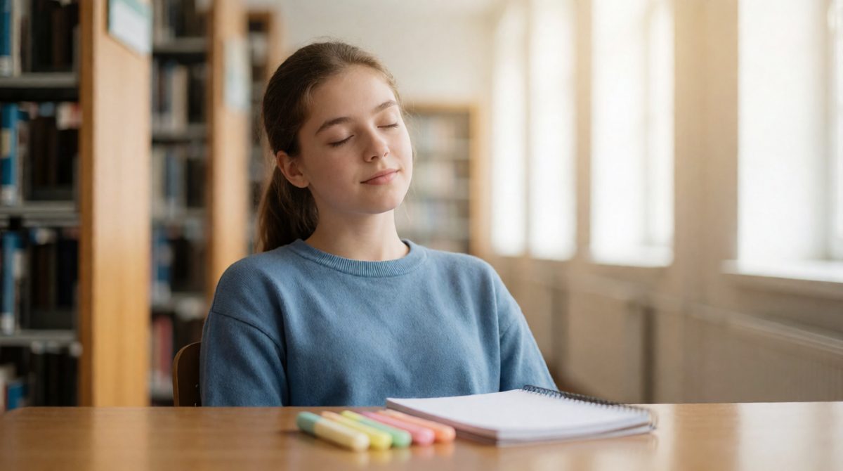 A student recalling information during revision