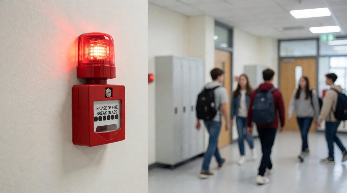 A fire alarm is a human alarm call: a loud, simple signal that tells everyone to act fast, just like in animals
