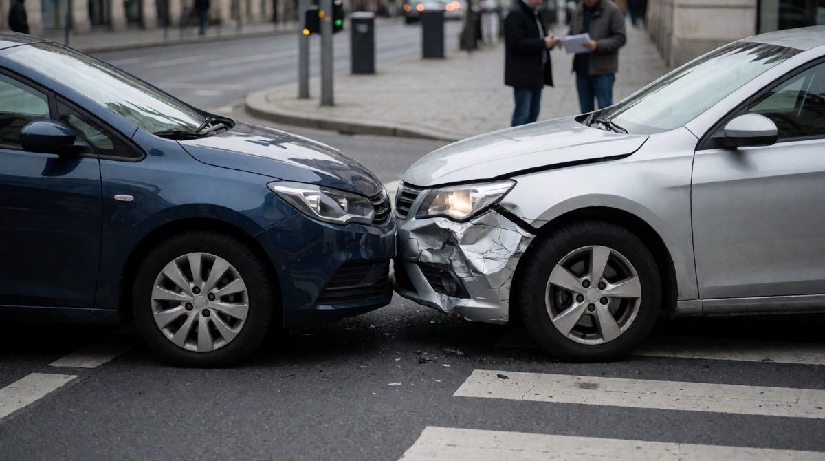 A minor car collision, like the films used in Loftus and Palmer's study