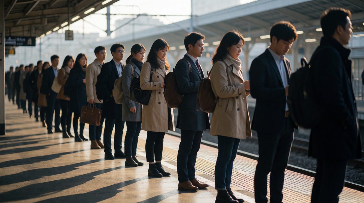 Two people standing at a comfortable distance in a queue show proxemics: personal space is non-verbal communication too