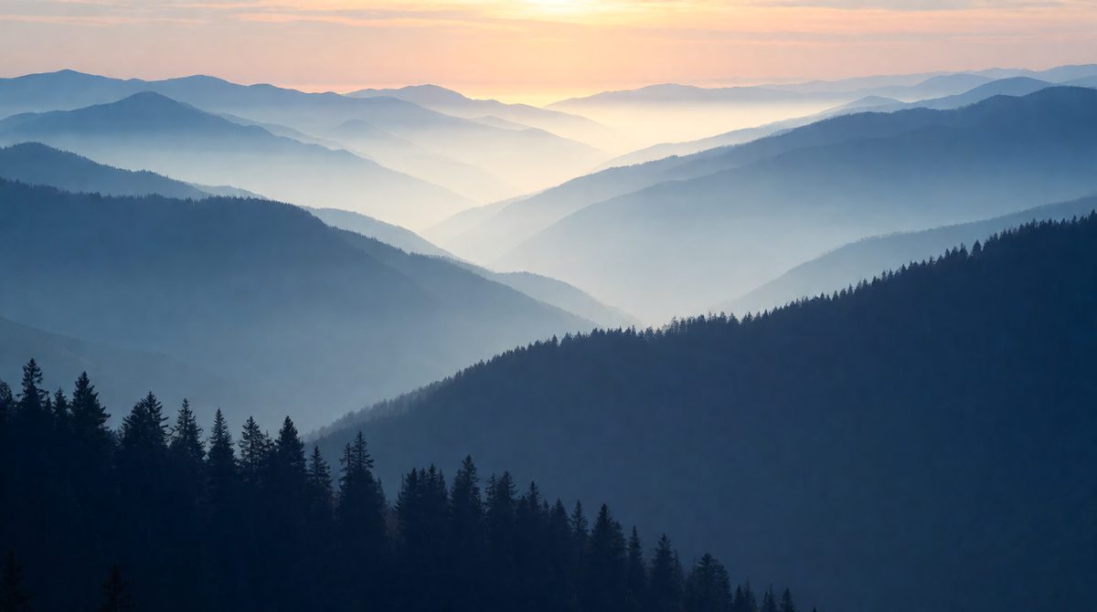 Distant hills look hazier and bluer - atmospheric perspective