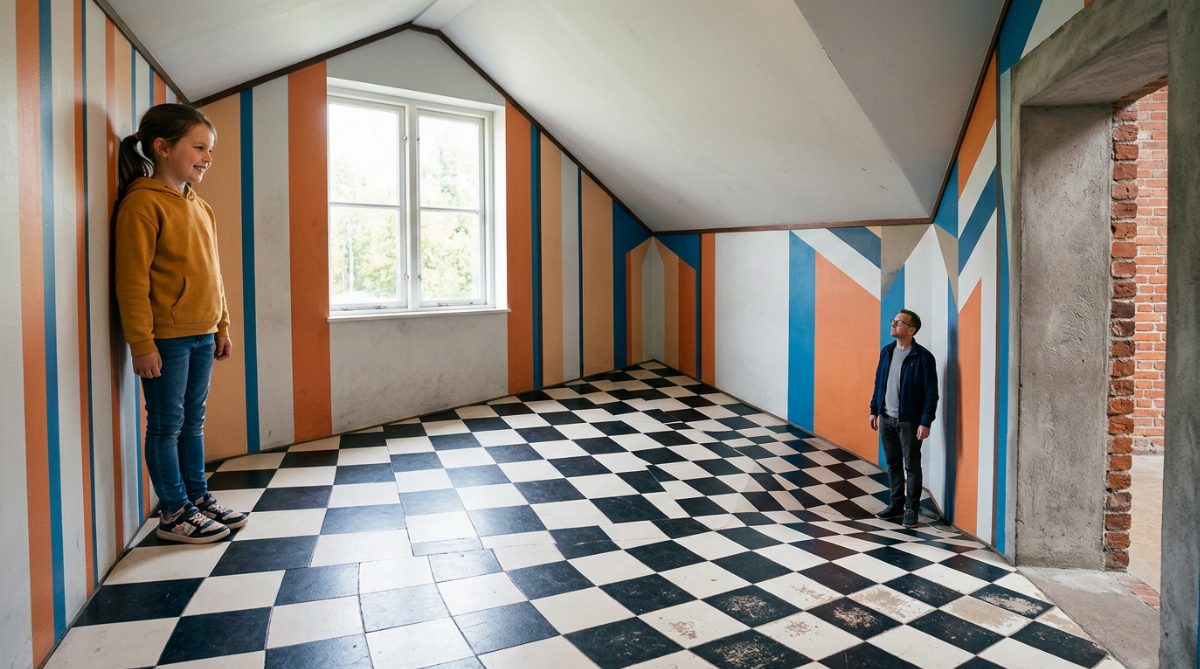 In an Ames Room, people seem to change size as they move