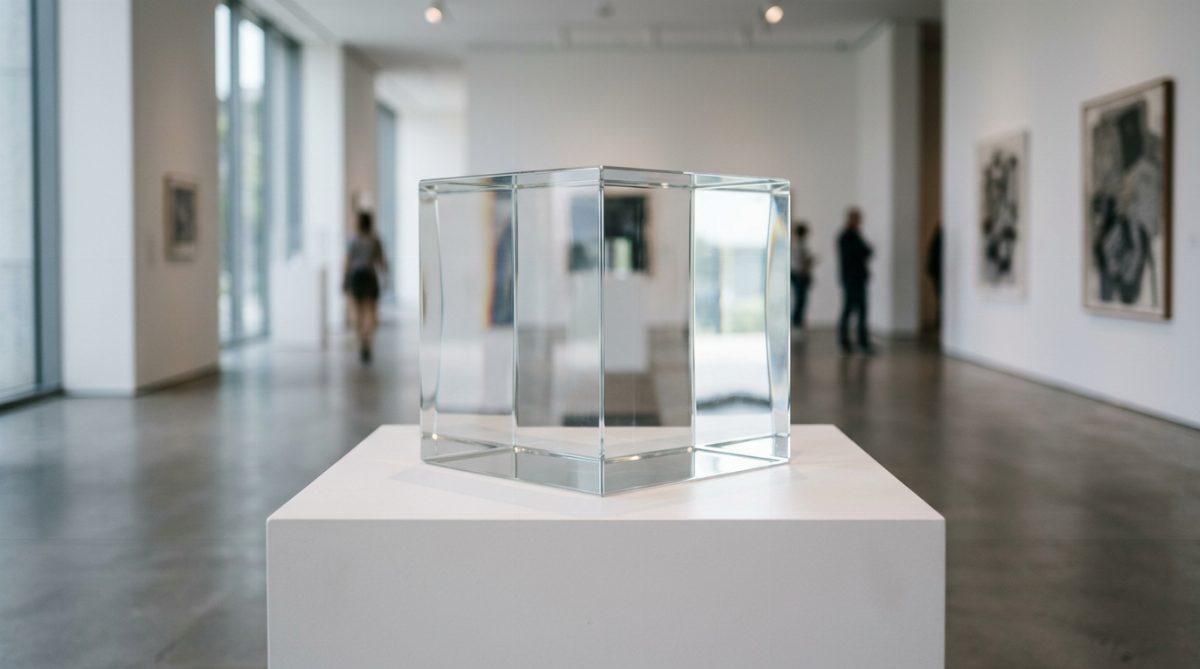 A see-through cube can flip between two views
