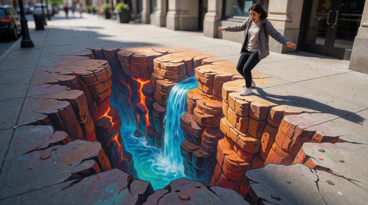 Optical illusions are used in art and design, from pavement art that looks 3D to rooms made to feel bigger