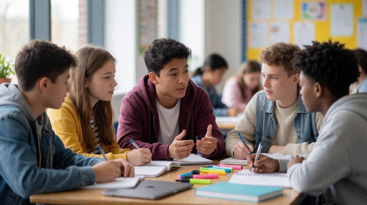 Teenagers debating an idea: in the formal operational stage (11+) we can reason about abstract and hypothetical problems without concrete objects