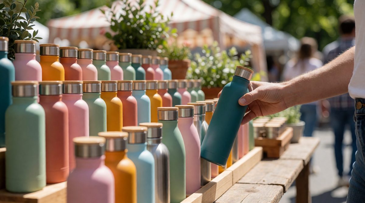 At the right price every bottle on this stall finds a buyer - at equilibrium, quantity demanded equals quantity supplied