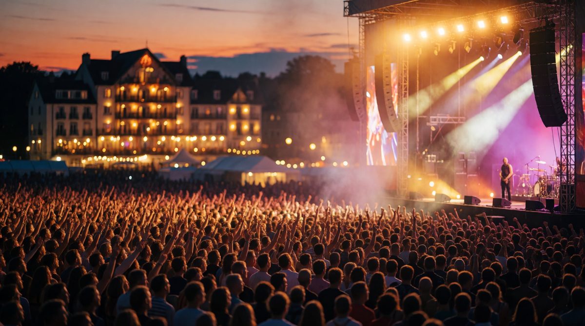 Festival crowds pour in, demand for hotel rooms shifts right, and the equilibrium price and quantity both go up