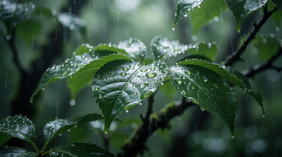 Trees intercept rain before it reaches the ground