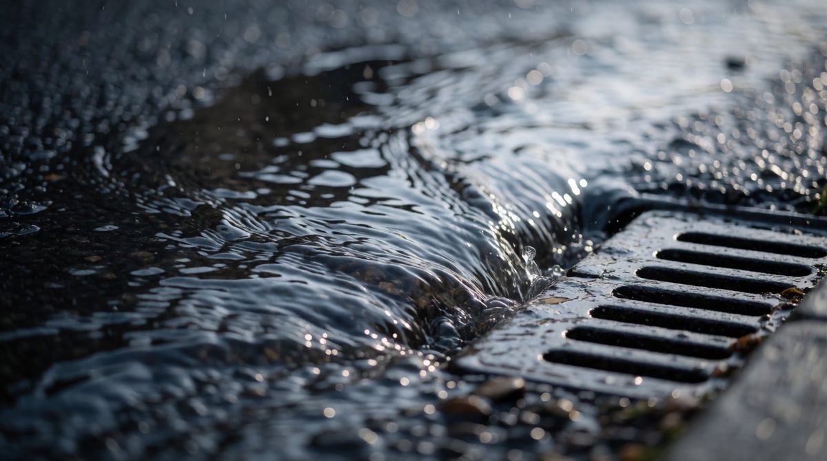Hard surfaces in towns increase surface run-off