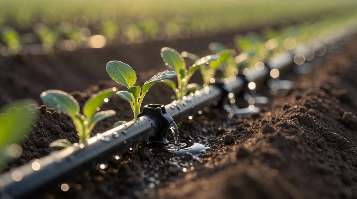Drip irrigation delivers water straight to plant roots, wasting far less than sprinklers