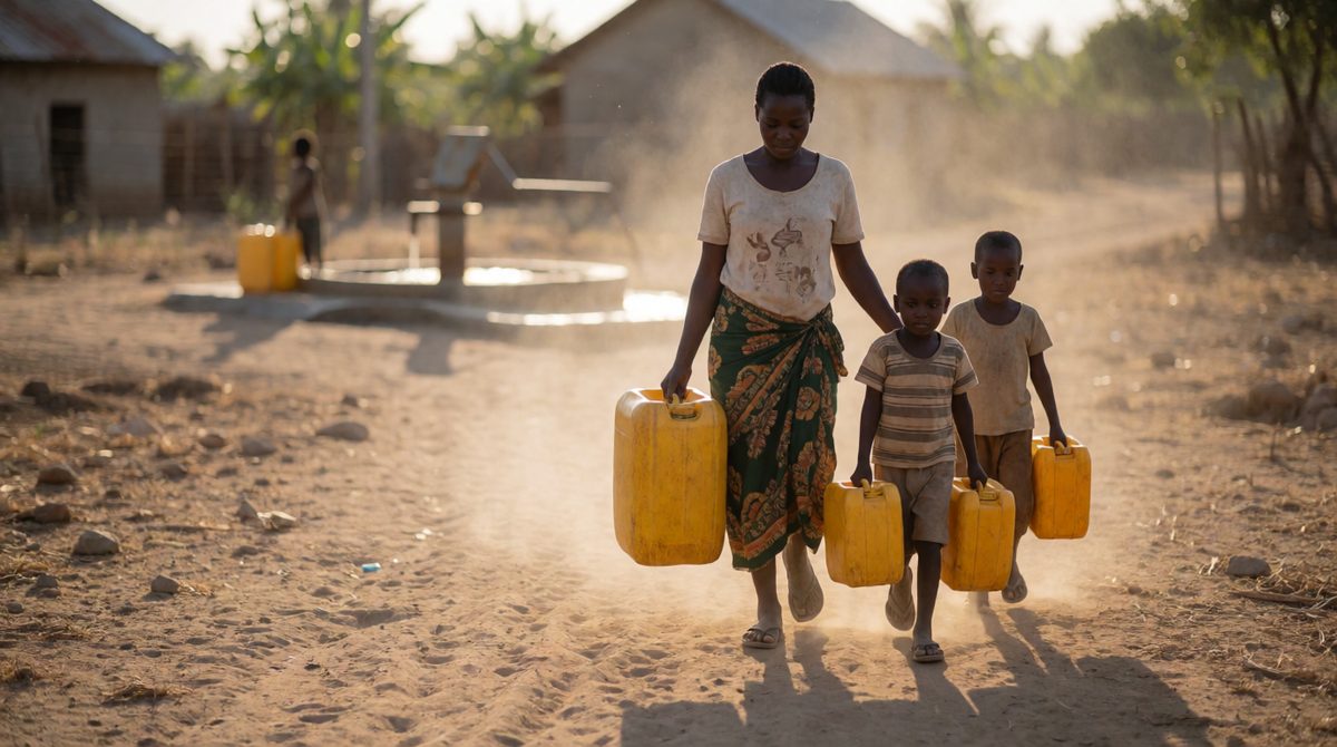 Millions of people still have to carry their water, because treated tap water isn't available to everyone