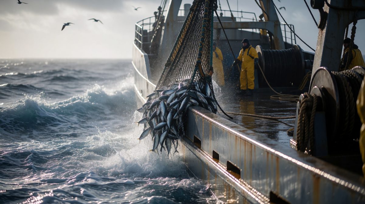 Industrial fishing can catch fish faster than they breed