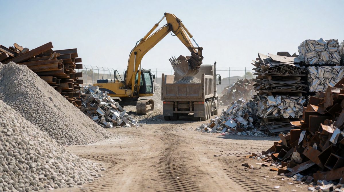 Recycling metals and aggregates means less new rock needs to be dug up - that is sustainable resource use in action