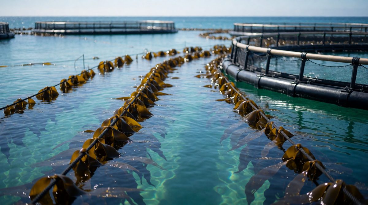 Growing seaweed near fish farms helps clean the water
