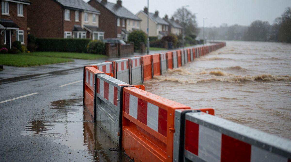Flood barriers like these can hold back rising rivers and protect homes, one way we manage flood risk